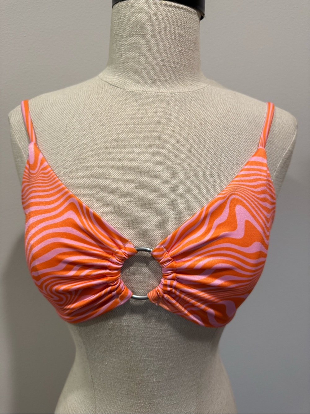 SHEIN Orange and Pink Swirl Bikini Top